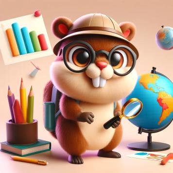 Computer generierter Hamster mit Hut, Brille und Lupe