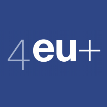 Weißer Text auf blauem Hintergrunde: 4eu+